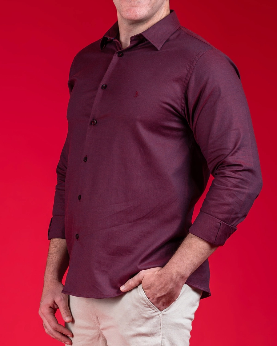 Camisa Manga Longa Texturizada Plus