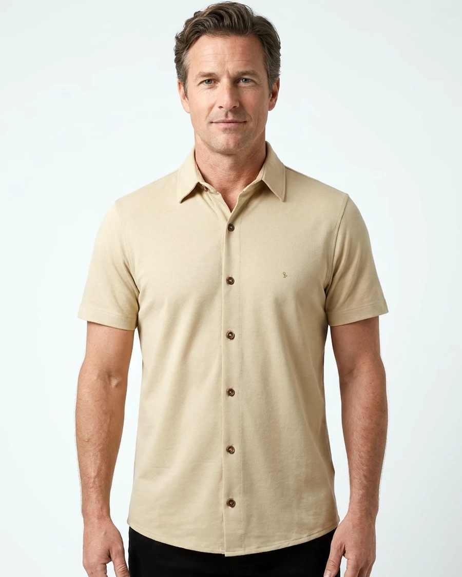 Camisa Manga Curta Marbella Khaki