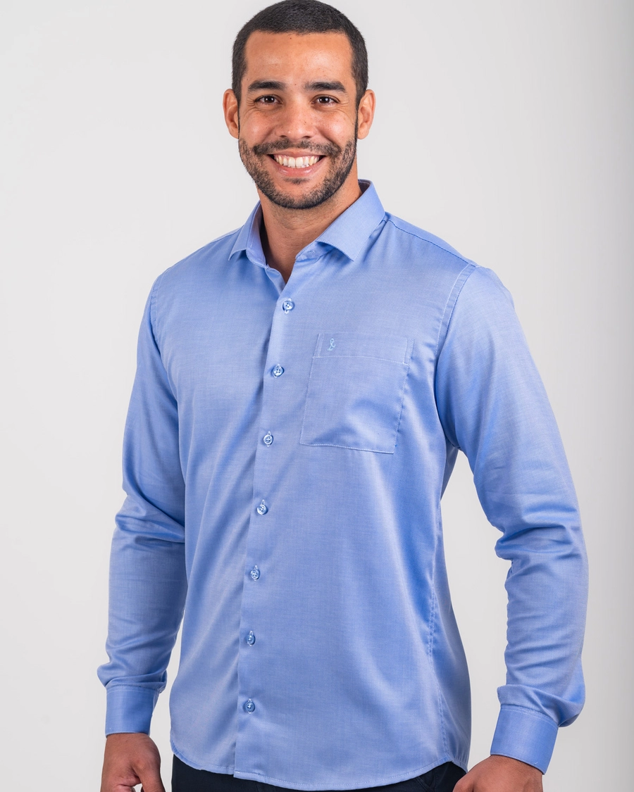 Camisa Manga Longa Calabria Azul Itália