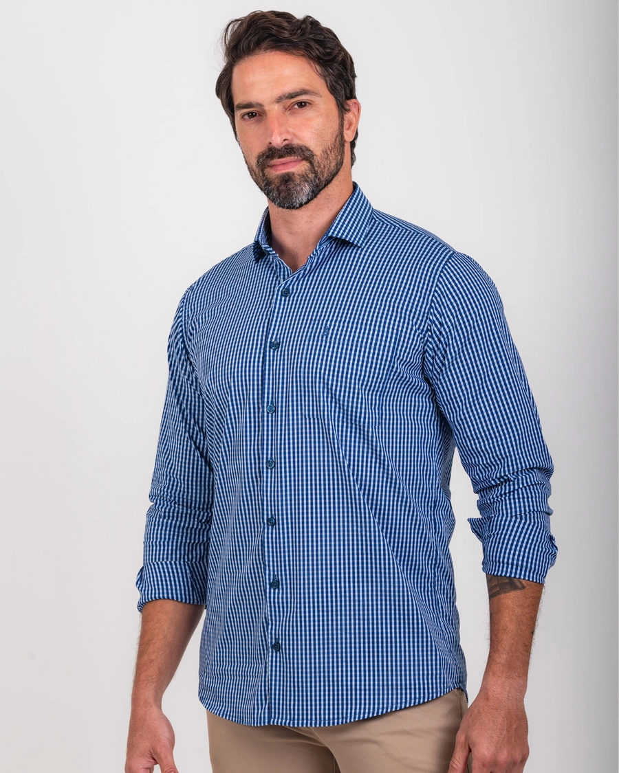 Camisa Manga Longa Amalfi Azul Itália