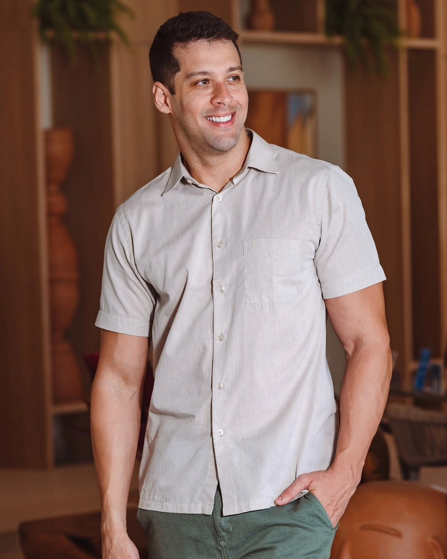 Camisa Manga Curta Capri Khaki