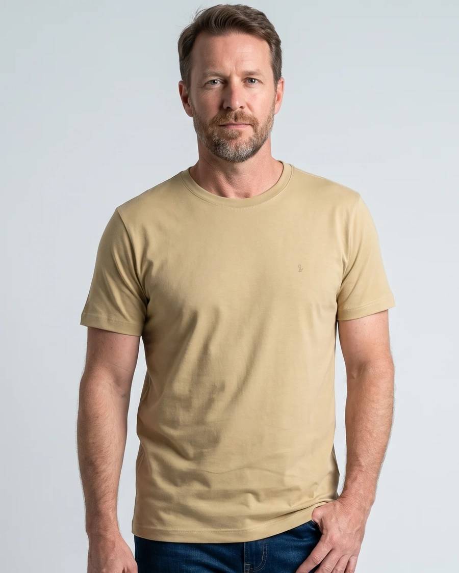 Camiseta Algodão Peruano Bege