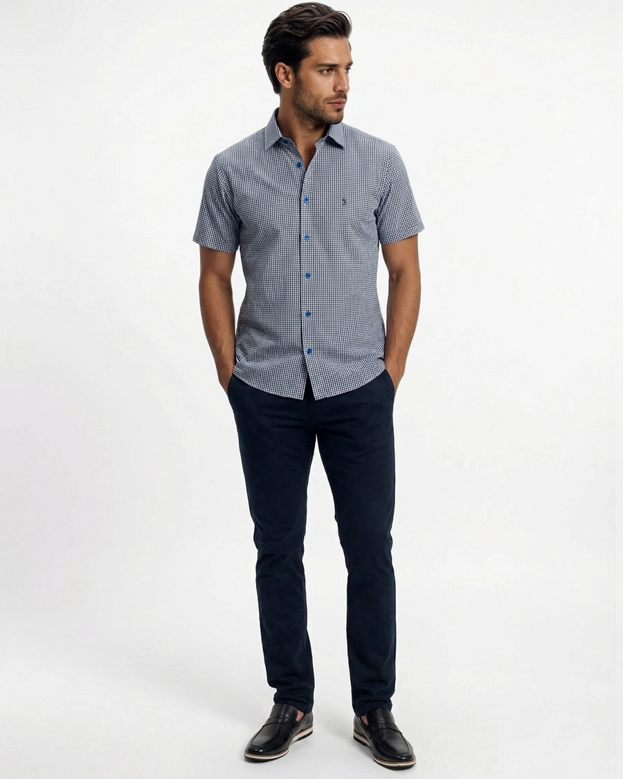 Camisa Manga Curta Bella Quadri