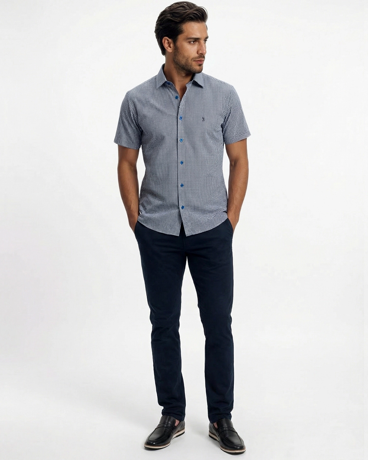 Camisa Manga Curta Bella Quadri