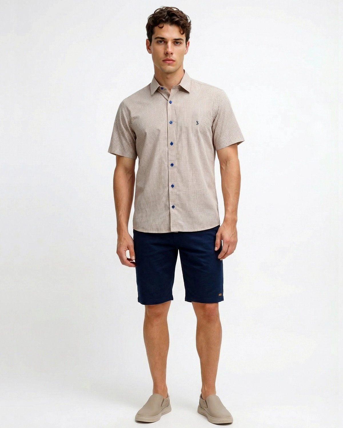 Camisa Manga Curta Bella Quadri