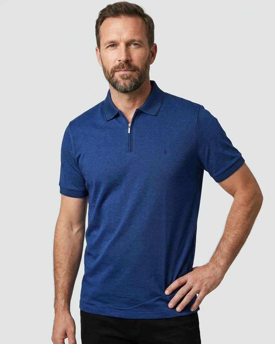Polo Binada Reverse Ziper Azul Royal