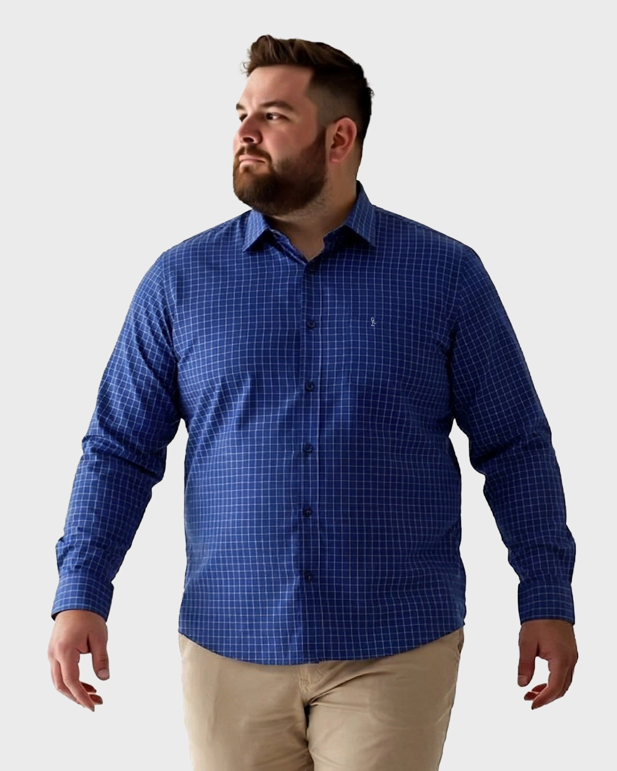Camisa Manga Longa Quadri Plus