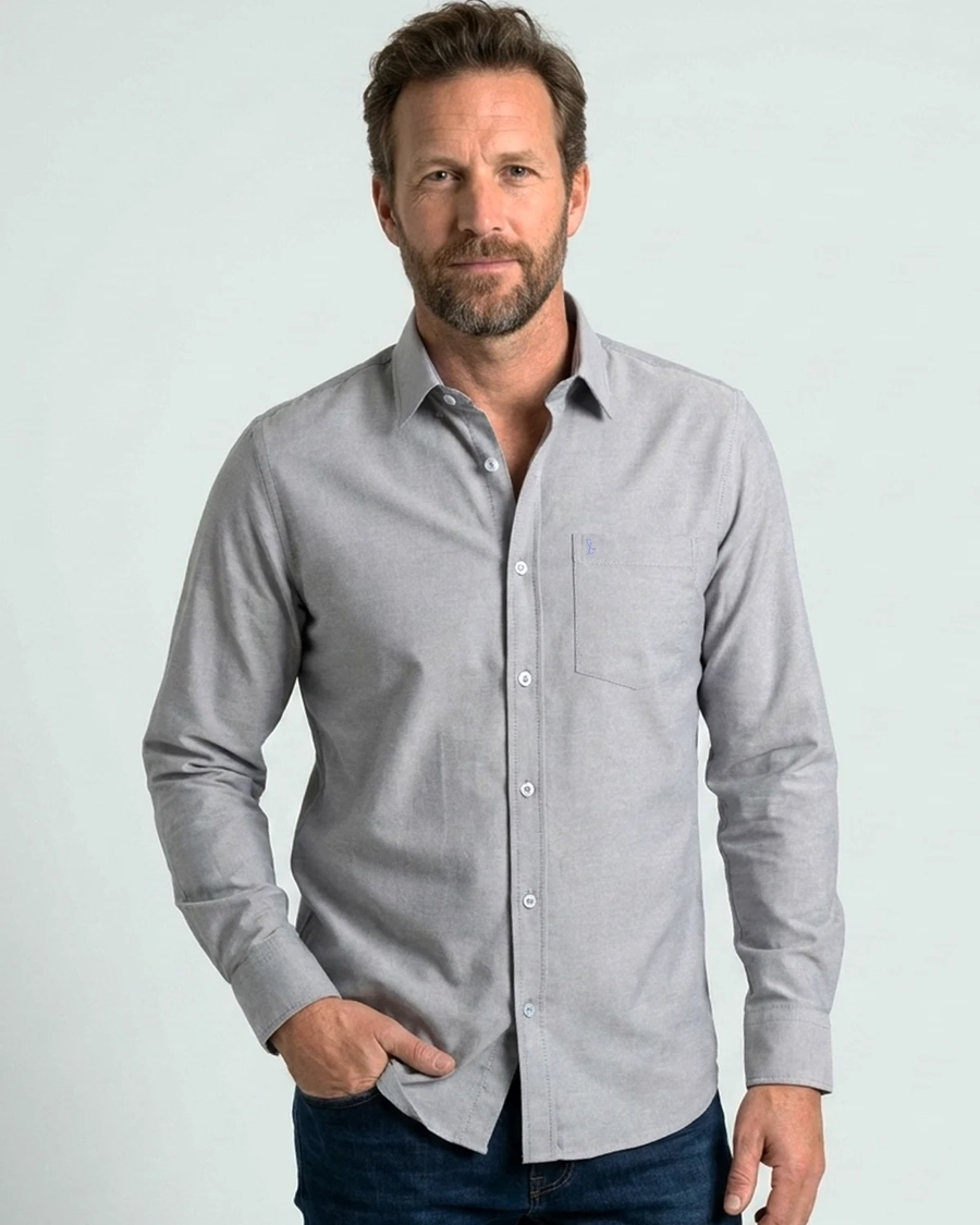Camisa Manga Longa Oxfordine Marinho
