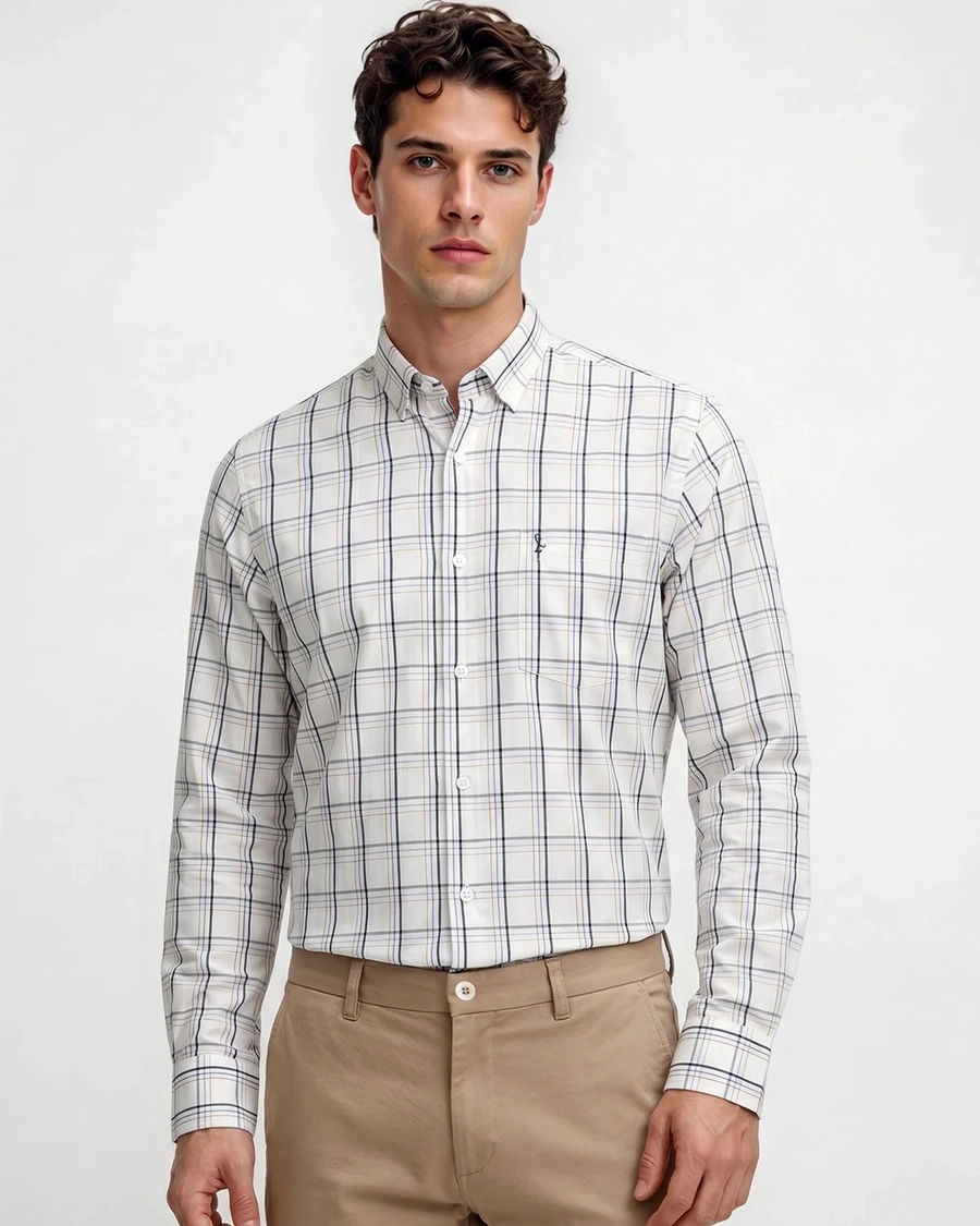 Camisa Manga Longa Scacchi Azul