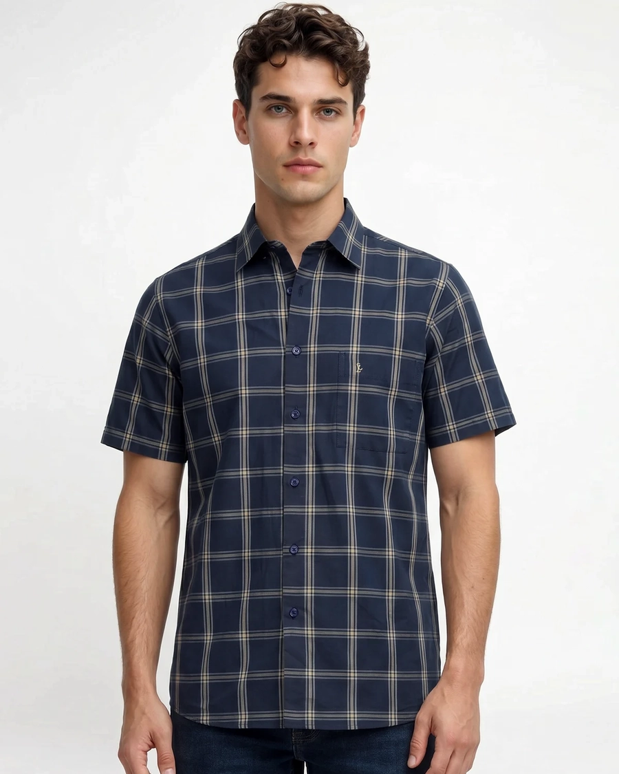 Camisa Manga Curta Xadrez Marinho