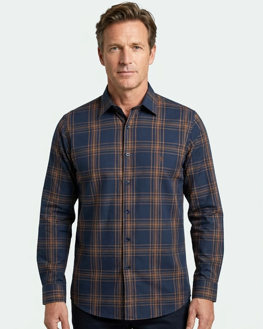 Camisa Manga Longa Xadrez Marrom
