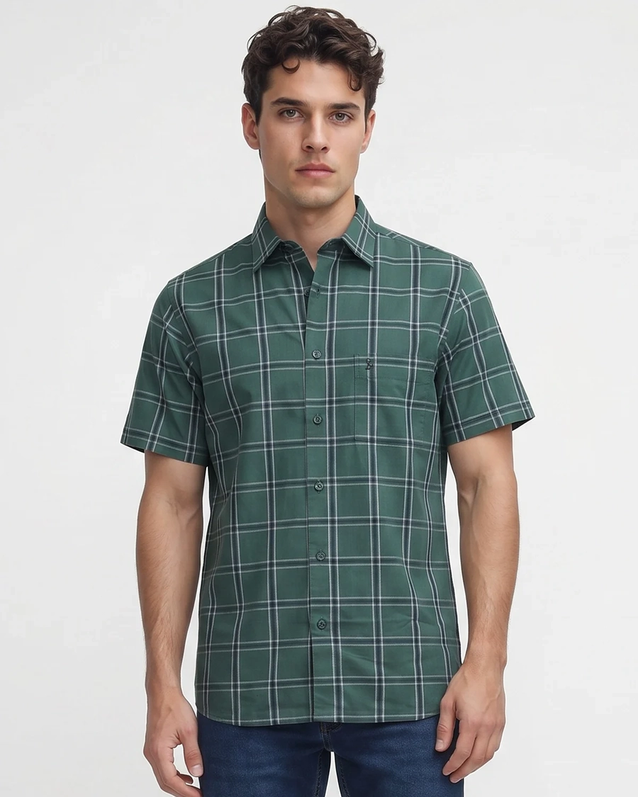 Camisa Manga Curta Xadrez Floresta
