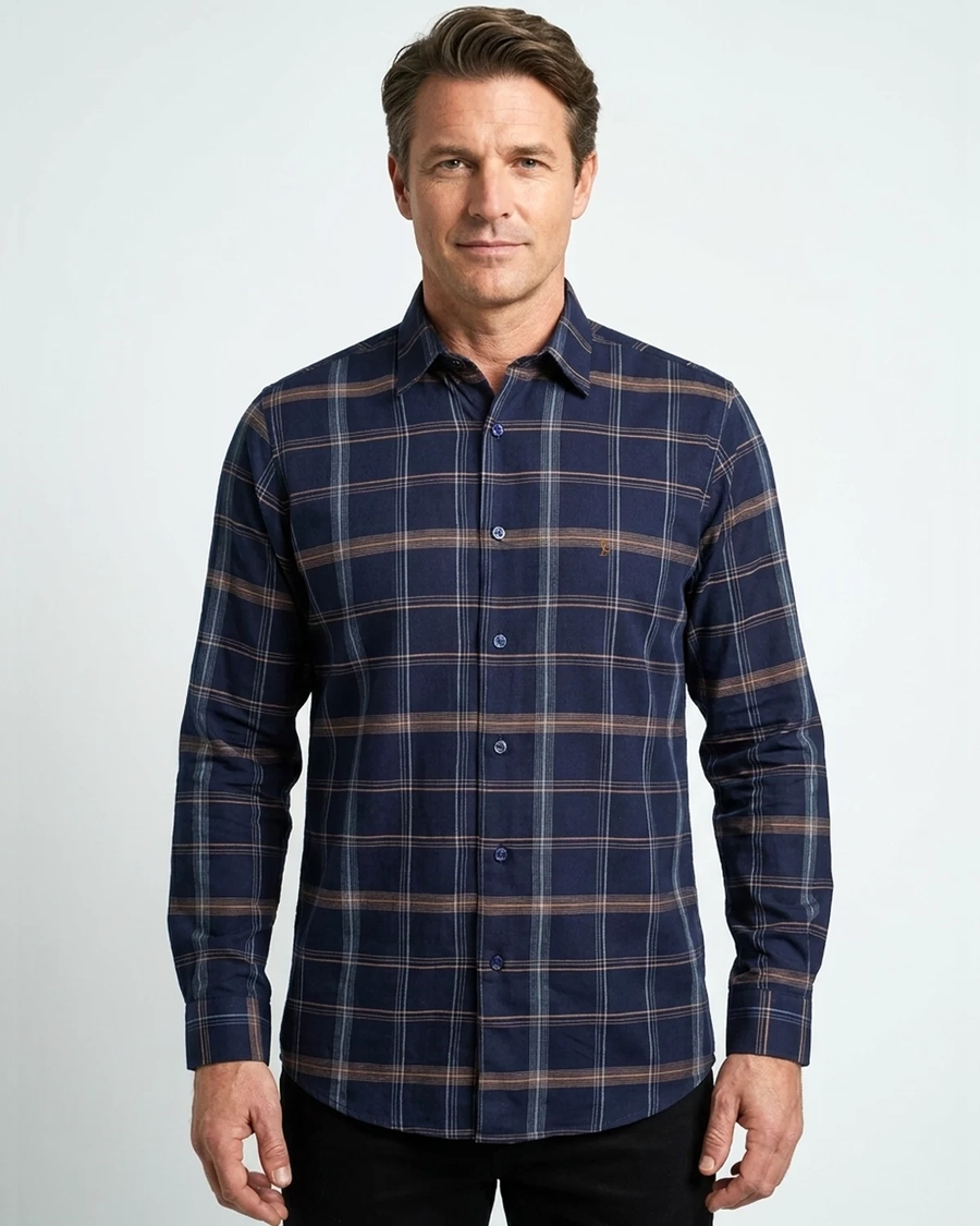 Camisa Manga Longa Xadrez Marinho