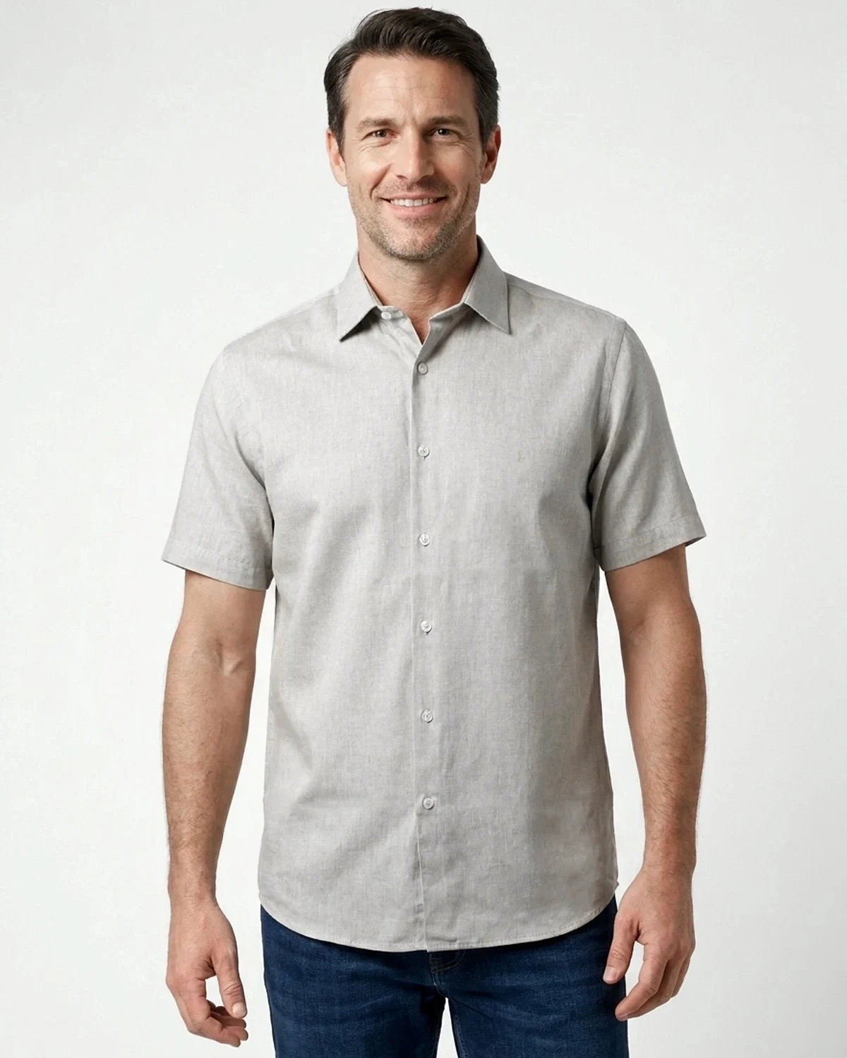 Camisa Manga Curta Chambray