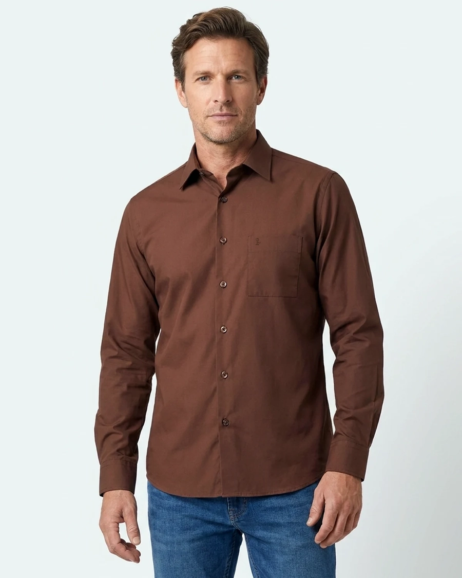 Camisa Manga Longa Lisa Chocolate