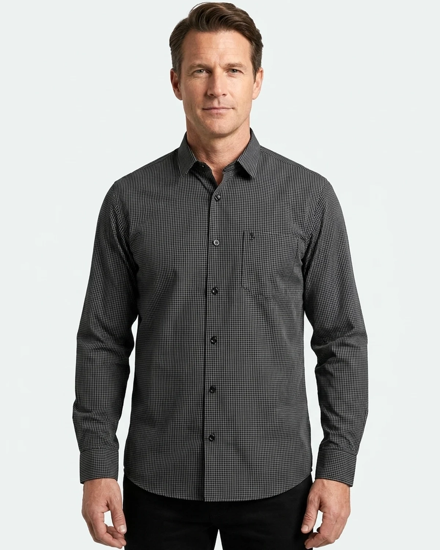 Camisa Manga Longa Vichy Branco
