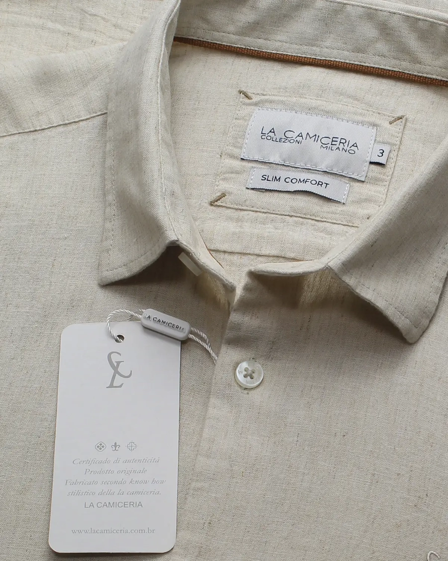 Camisa Manga Longa Mescolare Lino