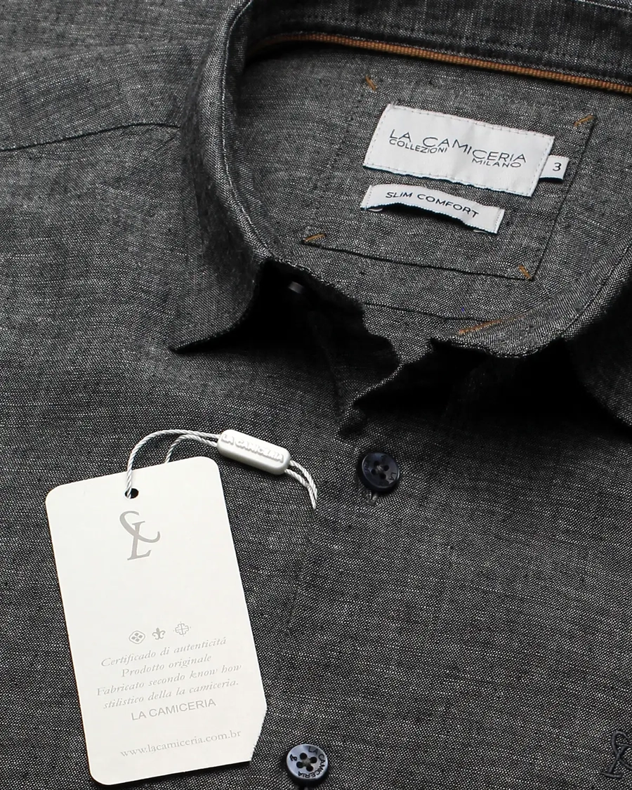 Camisa Manga Longa Mescolare Lino