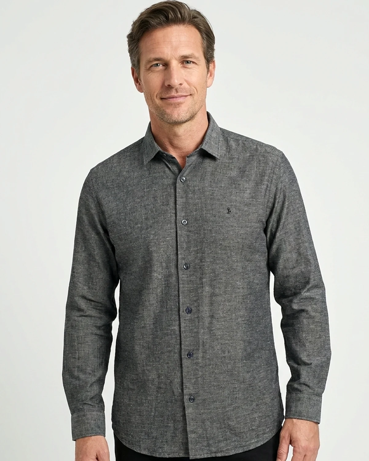 Camisa Manga Longa Mescolare Lino