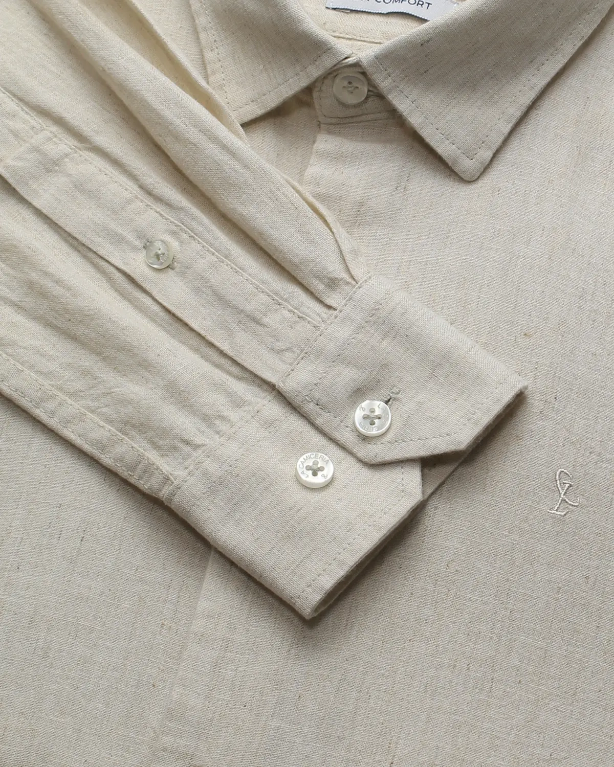 Camisa Manga Longa Mescolare Lino