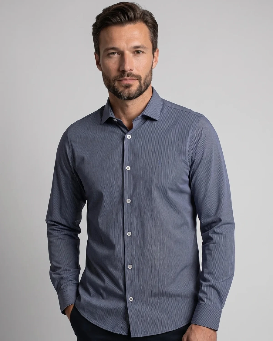 Camisa Manga Longa Tech Strice Slim Fit Marinho