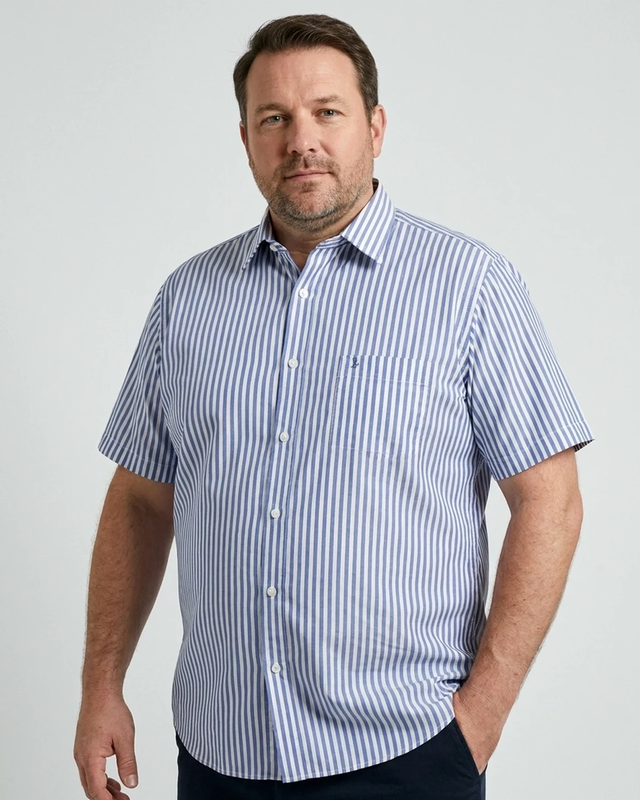 Camisa Manga Curta Listrada Plus Azul Itália