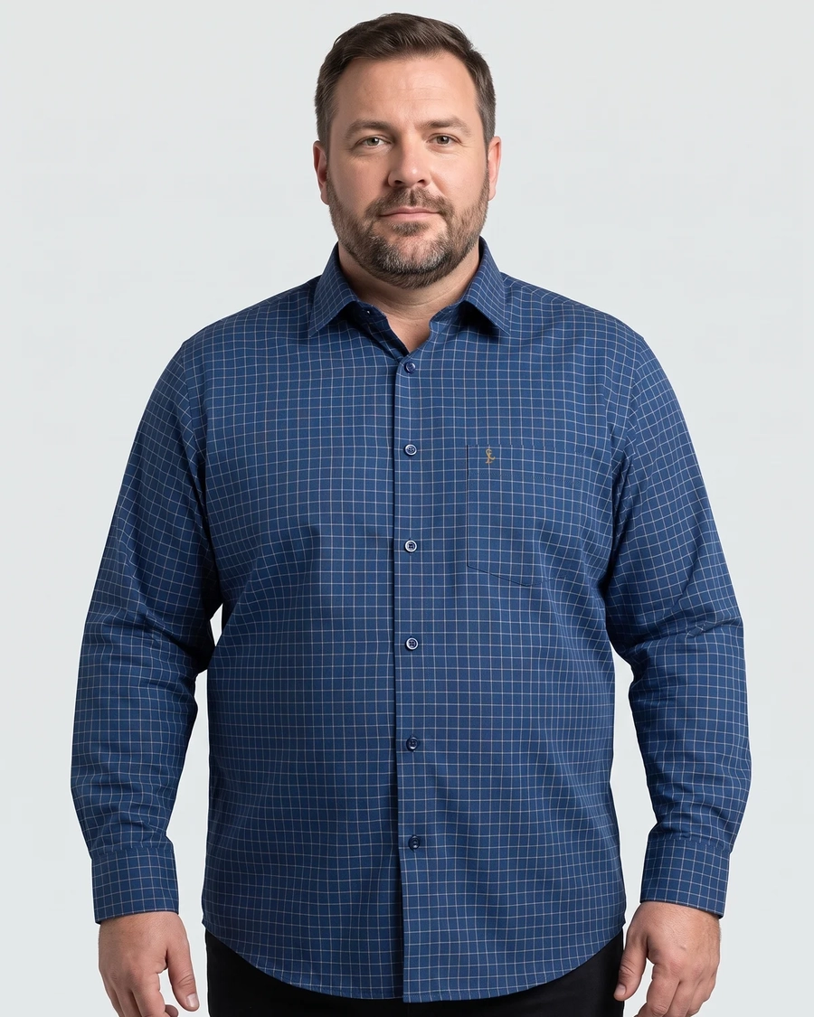 Camisa Manga Longa Quadri Plus