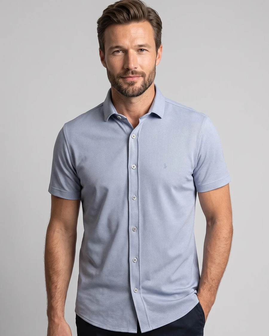 Camisa Manga Curta Sirmione Azul Espumante