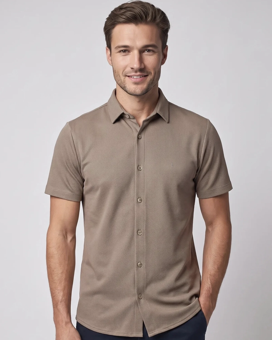Camisa Manga Curta Sirmione Khaki