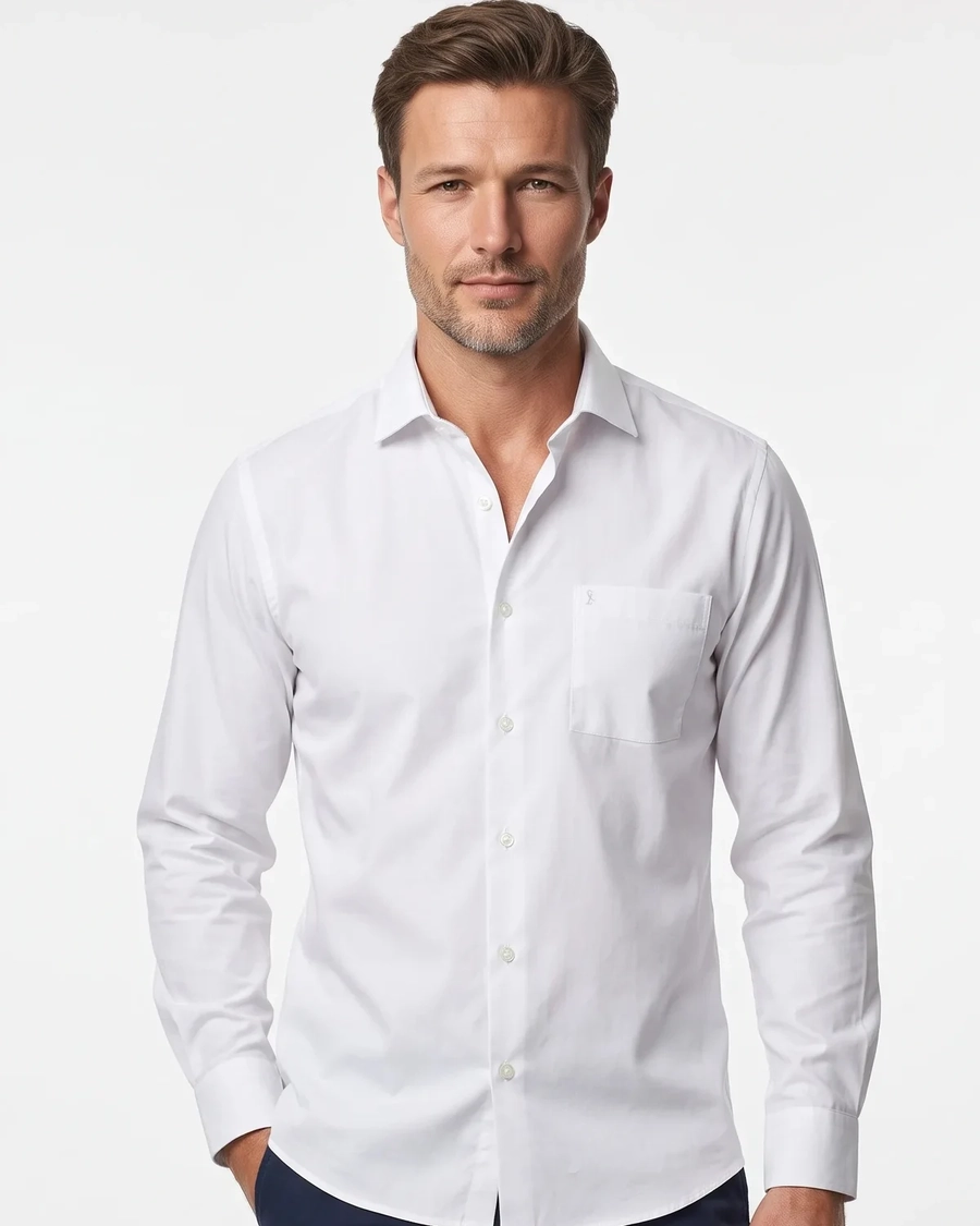 Camisa Manga Longa Lisa Viena Branco